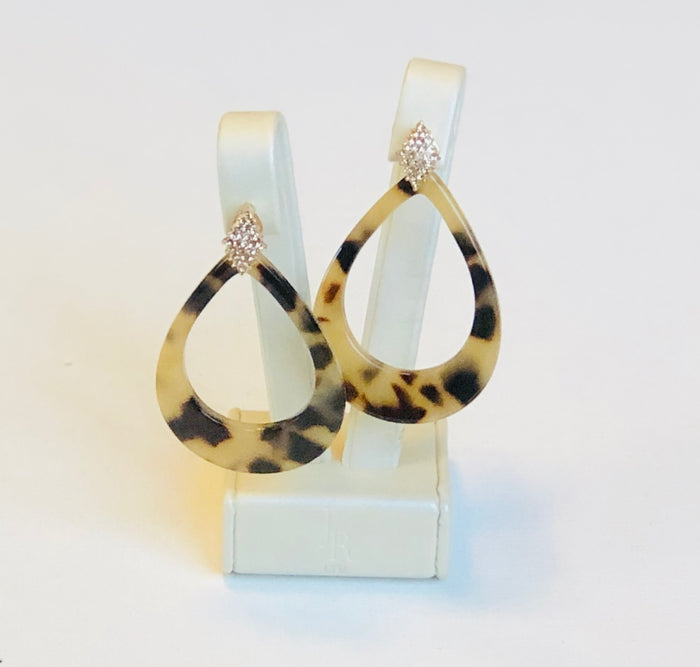 Tortoise Shell  and Stone Earrings  Light