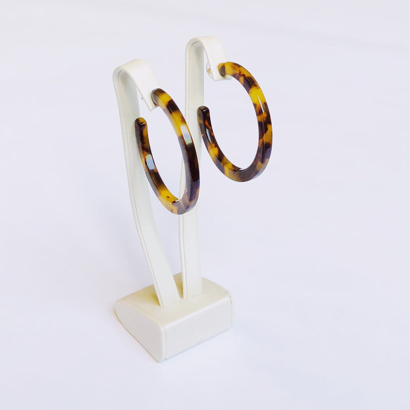 Tortoise Shell Hoop Earrings  Brown